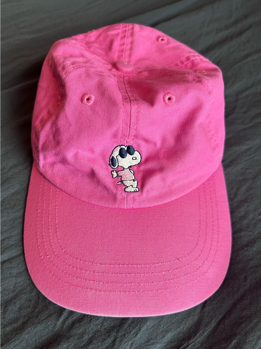 Pink Snoopy Embroidered Baseball Cap Ivory Ella
